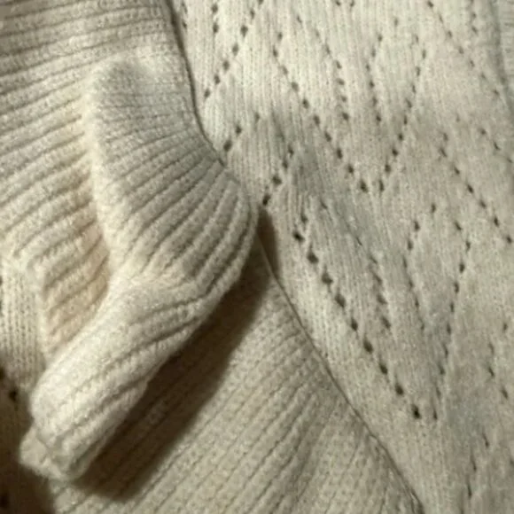 NWT Bagatelle Collection Ivor Ruffle Open Knit Cardigan Sweater Frilly Shoulders - Picture 5 of 7